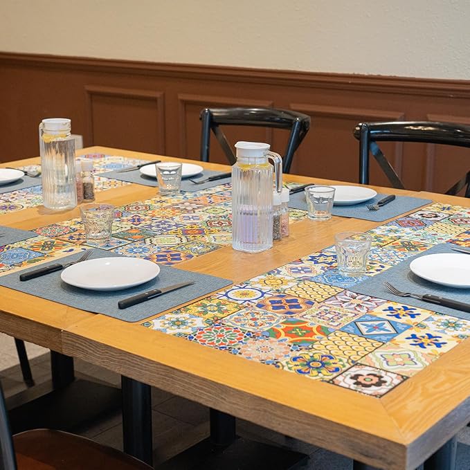 Heat Resistant Placemats Set of 2, 17x12in Waterproof Wipeable Faux Leather Non Slip Table Mats, Easy to Clean, Stain Resistant, for Kitchen Dining Room– Charcoal Blue