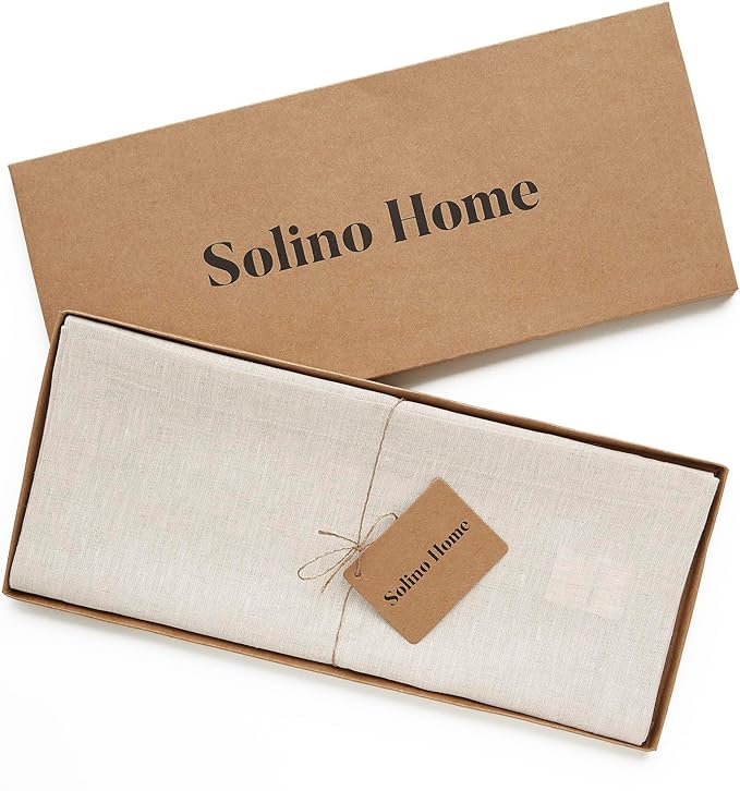 Solino Home Linen Table Runner 48 Inches - 100% Pure Linen Light Natural Table Runner 14 x 48 Inch Ideal for Dresser and Coffee Tables - Spring, Easter - Athena
