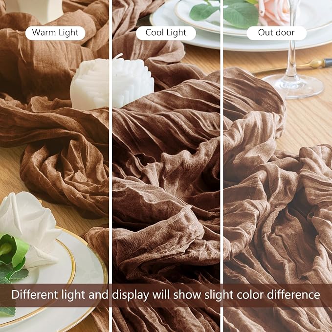 Cheesecloth Table Runner Brown 10FT Boho Gauze Runner, 12 Pack | 120 Inch - Image 8