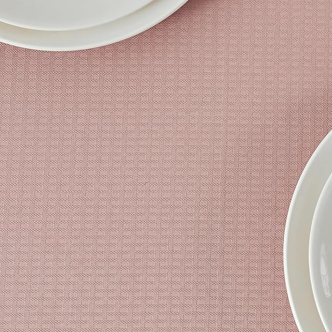 maxmill Tablecloth Weaved Texture Stain Resistant Waterproof, Wrinkle Resistant Washable Table Cloth, Fabric Table Cover for Dining Room, Indoor Outdoor Use, Rectangle 60 x 120 Inch, Pale Blush