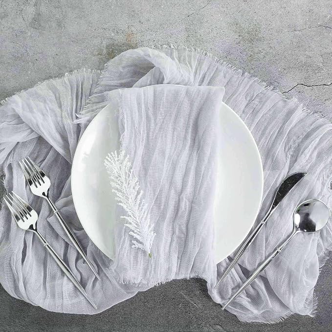 Efavormart 5 Pack 24"x19" Silver Gray Matte Gauze Cheesecloth Napkins, Soft - Image 2