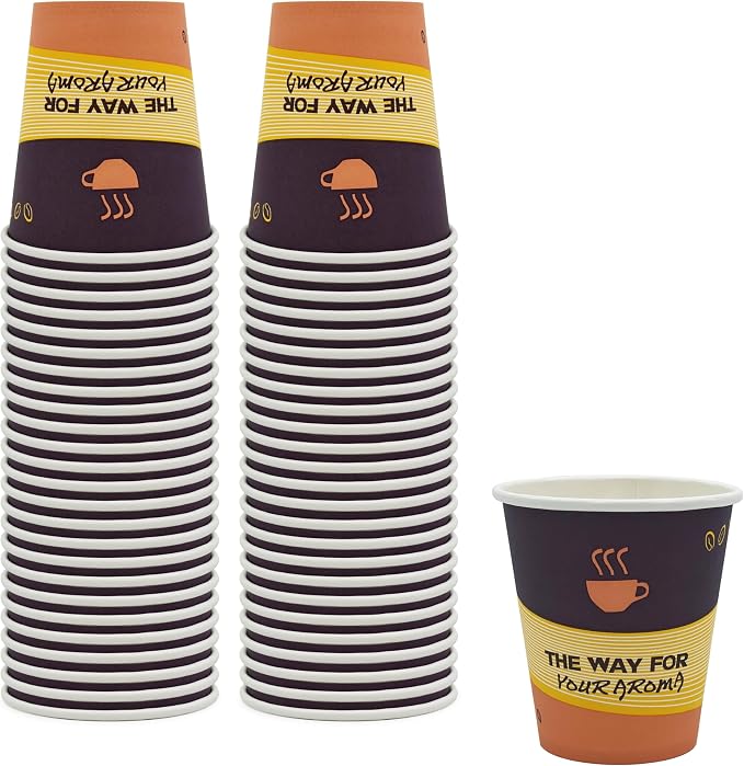 PAMI Disposable Paper Coffee Cups 10 oz, Single-Use, Leak Resistant by PAMI