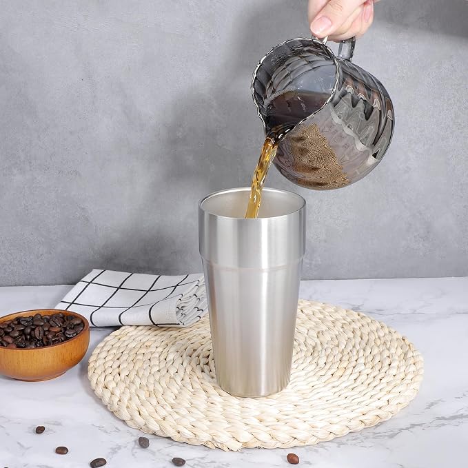 Beasea Stainless Steel Cups 19 oz, 6 Pack Large 18.6oz 550ml Stackable - Image 6