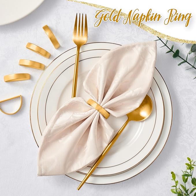 APTWOW Gold Napkin Rings Set of 200, Semicircle Metal Gold Napkin Holder Buckles, Easter Napkins Rings, Napkins Rings for Dinner Table Decor, Wedding, Banquet, Party