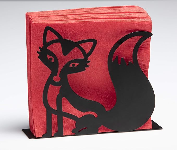 Mango Steam Tabletop Napkin/Tissue & Letter Holder for Home, Kitchen, Restaurants (Fox, Black)