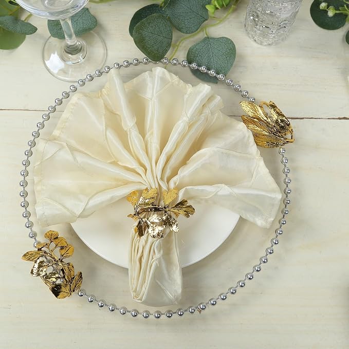 Efavormart 8 Pack Glossy Gold Metal Herb Napkin Rings - Image 8