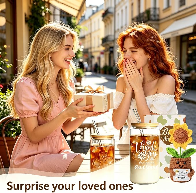 MUJUZE Thank You Gifts for Women, Thank You Glass Cups for Friends, Bestie | - Image 5