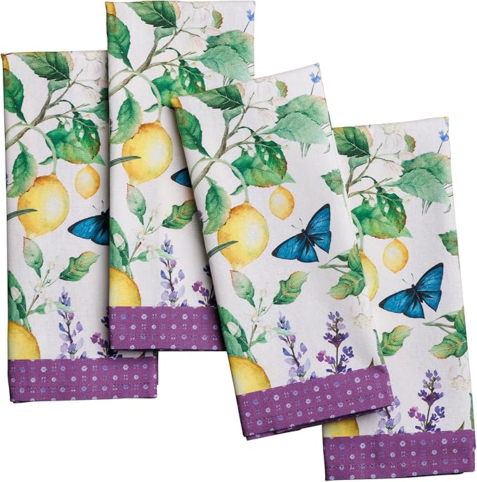 Maison d' Hermine Cloth Napkins Set of 4 100% Cotton Everyday Reusable Square Napkins Cloth Washable Dinner Party Wedding Restaurant Valentines Day Decorations Spring/Summer (Sivergue, 18" x 18")