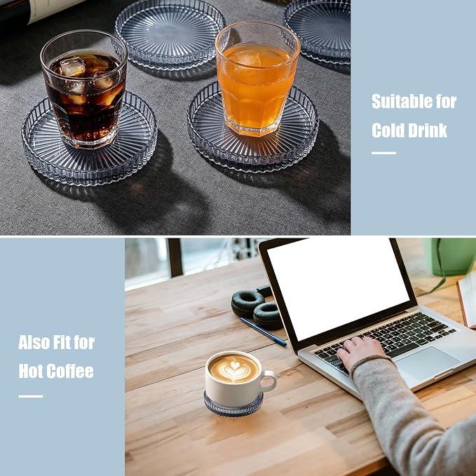 6 Pcs Modern Clear Coasters, Crystal Coaster, Glass Coasters | Coasters - Image 4