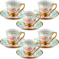 6 Pcs 3 oz Mini Vintage Floral Tea Cups and Saucers Set, Christmas Halloween by Unknown