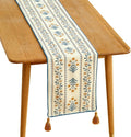 Designer French Linen Long Table Runner, Pale Yellow Floral Pattern, Dining by Isaennehomedecoration