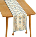 Designer French Linen Table Runner, Pale Yellow Floral Pattern, Dining Table by Isaennehomedecoration