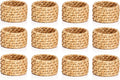 Rattan Napkin Rings Set of 12, Handwoven Natural Cane Napkin Ring Holders by ALPHALivingHOME