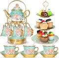 21 Pcs Ceramic Teapot Set Vintage Porcelain Tea Cups by Suttmin