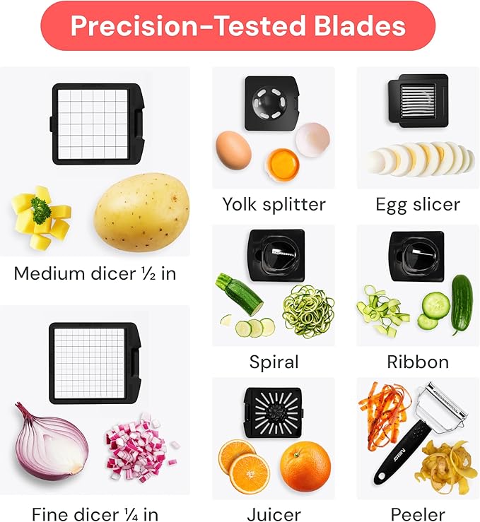 Fullstar The Original Pro Chopper - Vegetable Chopper and Spiralizer, Food Chopper with Container, Fruit Slicer, Kitchen Gadgets & Gifts, Home Essentials (9 in 1, White)