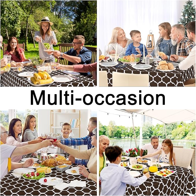 Smiry Rectangle Table Cloth Cover, Waterproof Vinyl Tablecloth with Flannel Backing for Rectangle Tables, Wipeable Spillproof Plastic Tablecloths for Dining, Camping, Indoor, Outdoor (60"x84", Coffee)