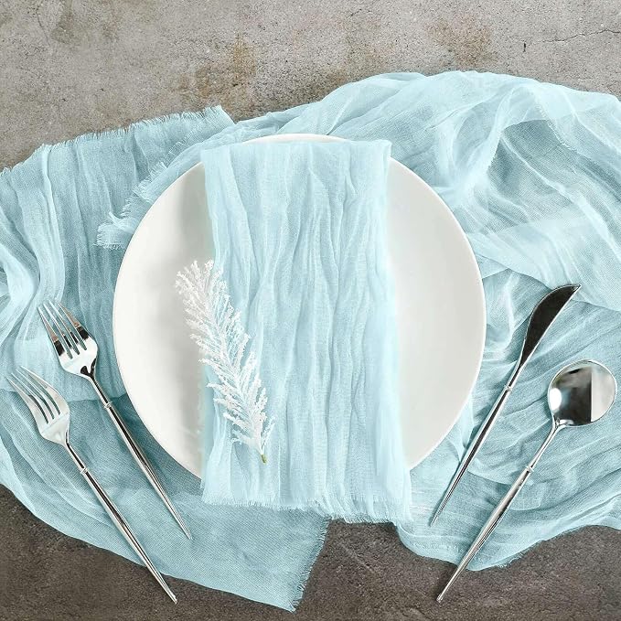 Efavormart 5 Pack 24"x19" Baby Blue Matte Gauze Cheesecloth Napkins, Serene by efavormart
