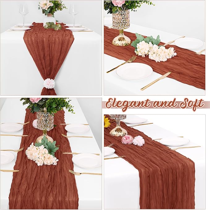 16 Pack Terracotta Cheesecloth Table Runners 20x120 Inch Gauze Table Runner - Image 4