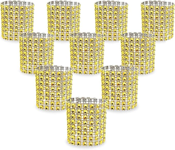 KPOSIYA Napkin Rings, Pack of 120 Rhinestone Napkin Rings Diamond Adornment for Place Settings, Wedding Receptions, Dinner or Holiday Parties, Family Gatherings (120, Gold)