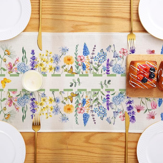 Spring Floral Table Runner Decorations, Calendula and Lavender Farmhouse Table - Image 7