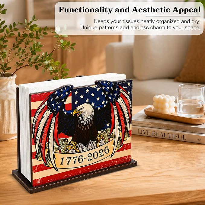 Eagle Independence Day Decor Wood Napkin Holder - Image 5