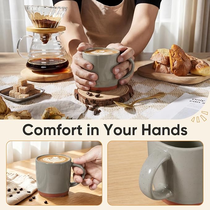 E-far Ceramic Coffee Mug Set of 6, 12oz Stoneware Coffee Cup - Image 6