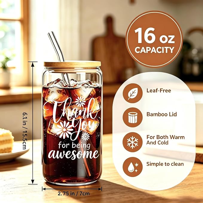 MUJUZE Thank You Gifts for Women, Thank You Glass Cups for Friends, Bestie | - Image 2