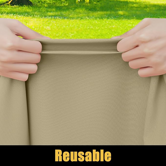 Smiry Rectangle Picnic Table Cloth, Waterproof Elastic Fitted Tablecloths for 8 Foot Tables, Washable Polyester Table Cover for Camping, Indoor and Outdoor (Taupe, 30"x96")
