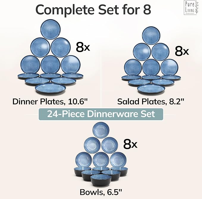 24 Piece Stoneware Dinnerware Set - Image 6