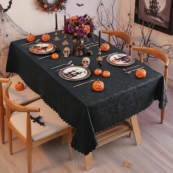 Smiry Rectangle Table Cloth, Waterproof Heavy Duty Vinyl Tablecloths, Wipeable Washable Table Cover for Kitchen and Dining Room (Black, 52" X 70")