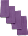 Solino Home Purple Linen Napkins Set of 4-100% Pure Linen Hemstitch Dinner Napkins 20 x 20 Inch for Winter, Valentines, Spring, Easter - Classic Hemstitch