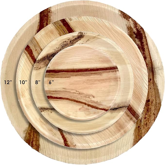 NEATtable Palm Leaf Plates | Disposable & Compostable | Eco Friendly & 100% Natural | Great for Outdoor Events, Wedding, Party, Barbecues | 12-inch Round Plate, Pack of 25