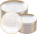 Rubtlamp 100Pcs Clear Gold Plastic Plates, Disposable Plates by Rubtlamp