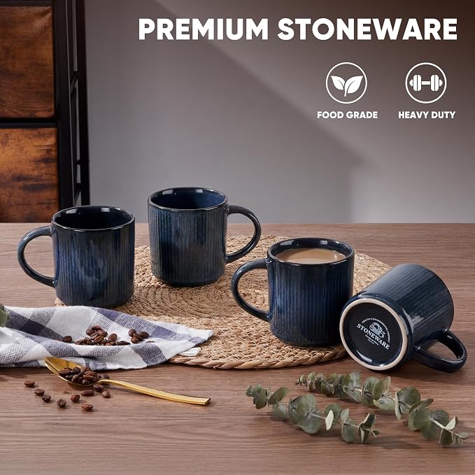E-far Coffee Mugs Set of 4, 12 oz Stoneware Coffee Cups - Image 3