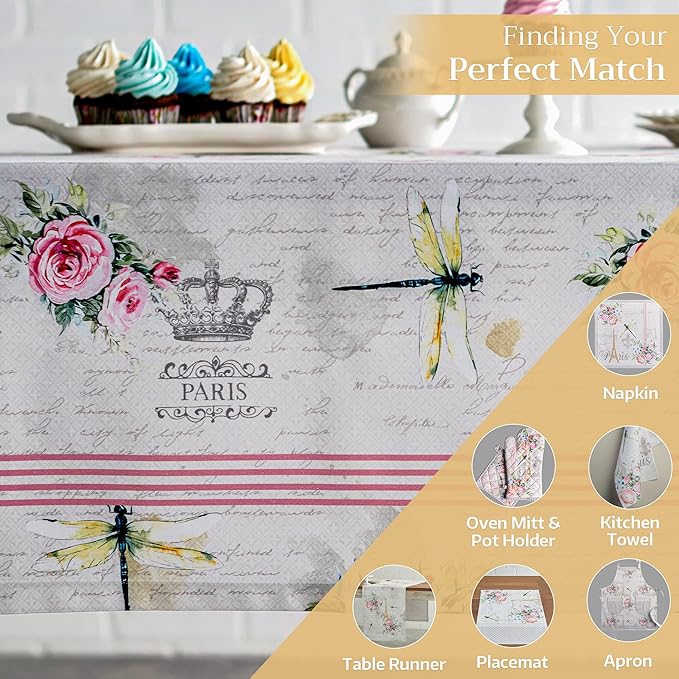 Maison d' Hermine Table Cloth Rectangle Table 100% Cotton 60 x 120 Inches Tablecloth Reusable Decorative for Dining Room Farmhouse Home Valentines Day Decorations Spring Summer - Champ De Mars