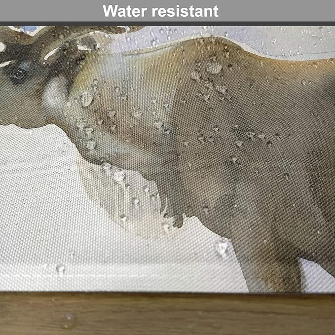 Ambesonne Antlers Place Mats Set of 4, Moose in Winter Forest Wildlife Reindeer Christmas Theme Watercolor Painting Style, Washable Fabric Placemats for Dining Table, Standard Size, Warm Taupe Green