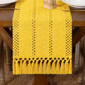 DeZerlor Yellow Boho Macrame Farmhouse Woven Table Runner 90Inch | Cotton Linen by DeZerlor