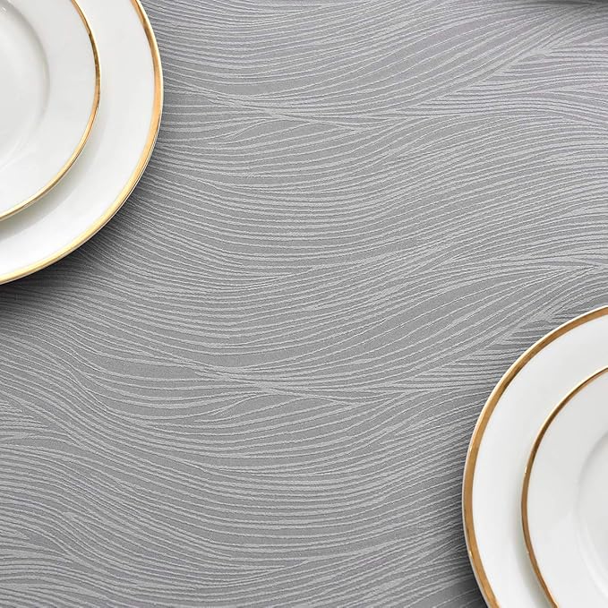 maxmill Square Tablecloth Swirl Design Water Resistance Antiwrinkle Heavy Weight Soft Table Cloth for Buffet Banquet Parties Event Holiday Dinner Square 52 x 52 Inch Light Grey
