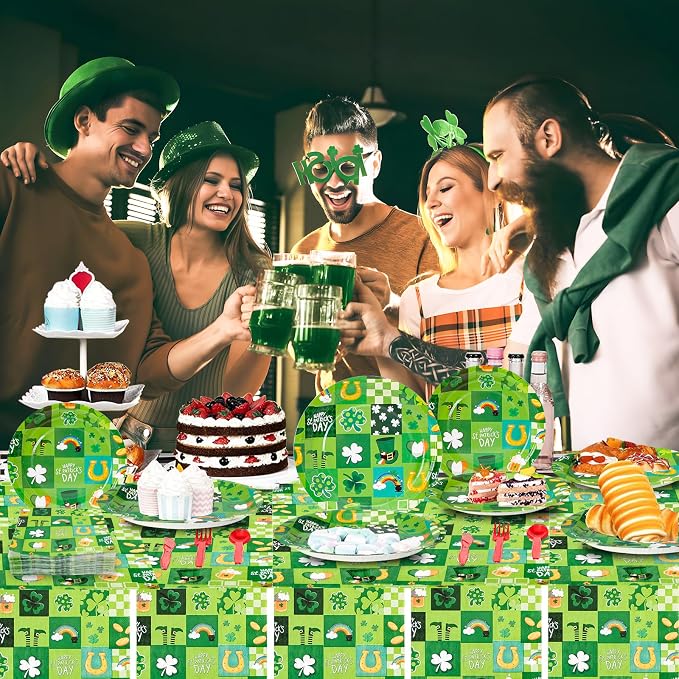 180Pcs St Patricks Day Party Supplies Paper Plates and Napkins Serve 60 | - Image 7