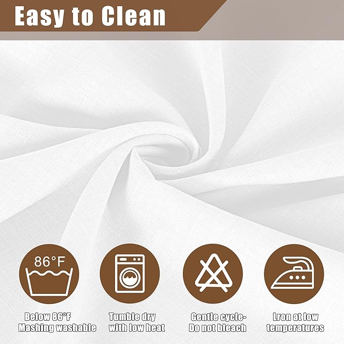 Fitable Faux Linen White Tablecloths for 6 Foot Rectangle Tables - 60 x 102 Inch - 6 Pack Fabric Textured Folding Table Clothes Faux Burlap Table Covers for Wedding, Party, Banquet, Birthday