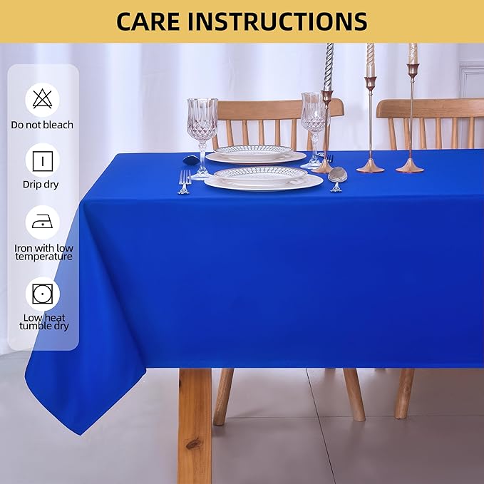 2-Pack 60x102 inch Royal Blue Table Cloths, Solid Stain and Wrinkle Resistant Oblong Tablecloth, Premium Plain Weave Polyester Fabric Rectangle Table Linen Covers for Hotel, Wedding