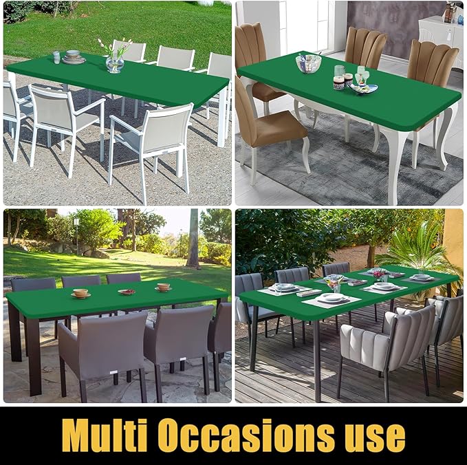 Smiry Rectangle Picnic Table Cloth, Waterproof Elastic Fitted Tablecloths for 5 Foot Tables, Washable Polyester Table Cover for Camping, Indoor and Outdoor (Hunter Green, 30"x60")