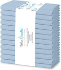 Blue Needles Solid Cloth Napkins Set of 12 Ice Blue 100% Cotton Dinner Napkins 18x18 inches - Soft, Reusable, Absorbent & Washable Linen, Ideal for Wedding Events, Parties & Everyday Use
