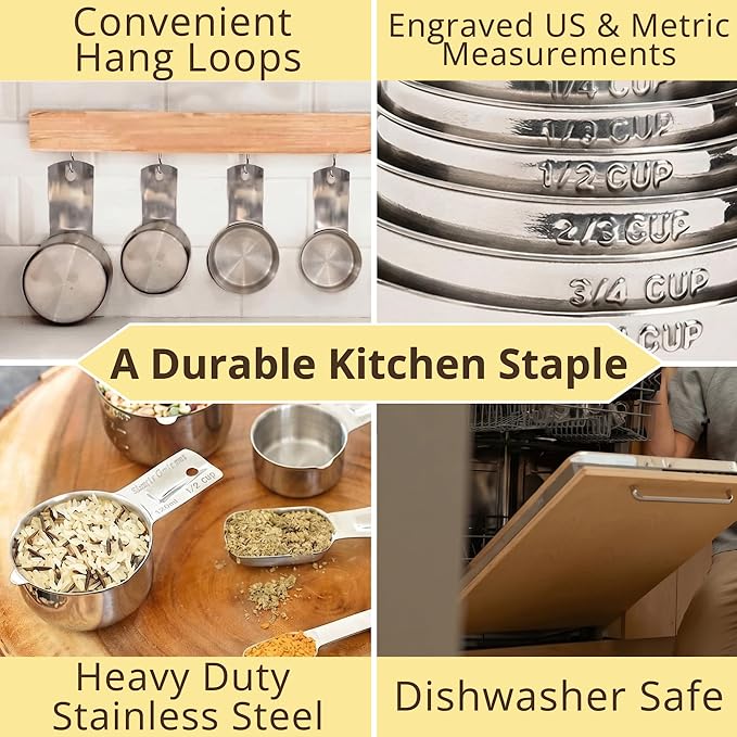 Simply Gourmet Measuring Cups Set of 7, 304 Premium Stainless Steel, Kitchen - Image 2