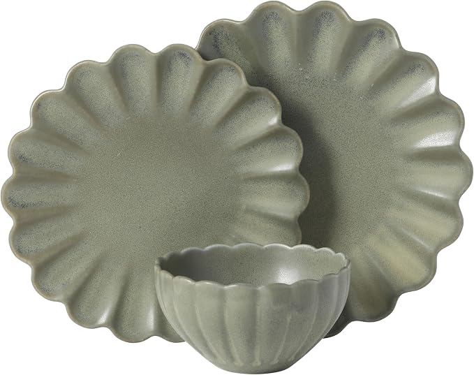 Gibson Elite Bistro Fleur Plates and Bowls Sets, 12-Piece Stoneware Dinnerware - Image 8
