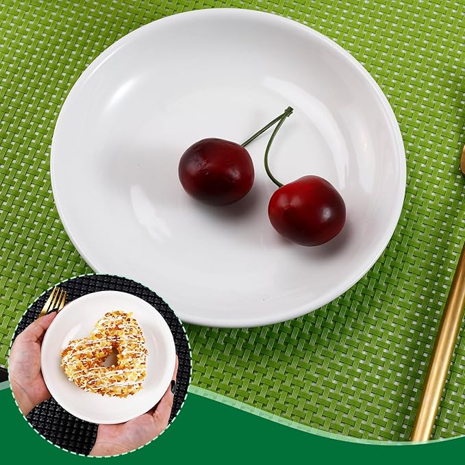 8 Pieces Ceramic Appetizer Plates, 6 Inch White Dessert Plates, Porcelain Small Dinner Plate, Lightweight Round Plate for Bread, Butter, Snack, Microwave & Dishwasher Safe