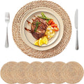 13.8'' Round Woven Placemats Set of 6, Boho Wicker Chargers, Terrekraft | by TerrekraftMakeLuxuryTraysAffordable