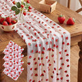 4 Pcs Strawberry Table Runners 29x70 Inch Strawberry Glitter Tulle Lace Table by Windkream