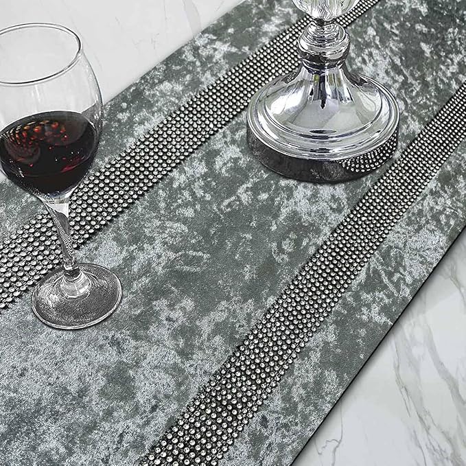 Elegant Grey Table Runner, Ombre Velvet, Modern Style - Image 2