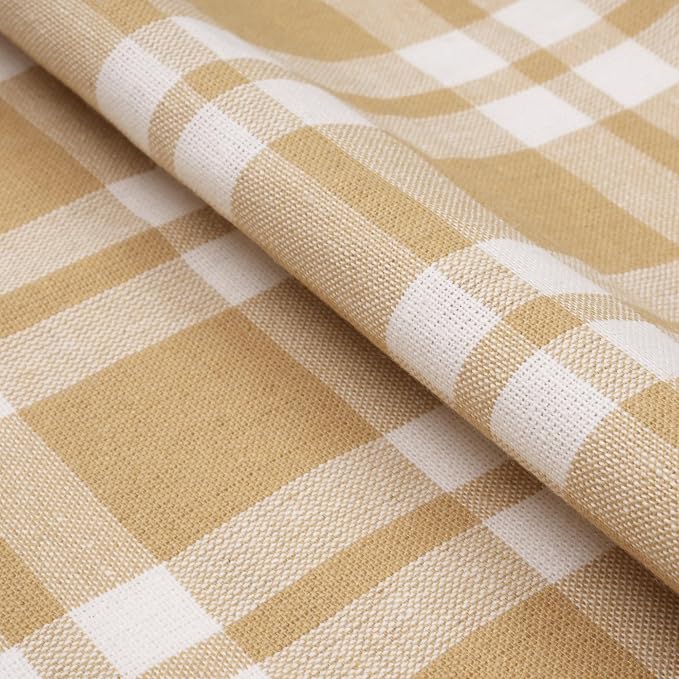 Encasa XO Table Runner, Woven Cotton Dining Runner 13"x120" Franca Beige Checks - Image 7